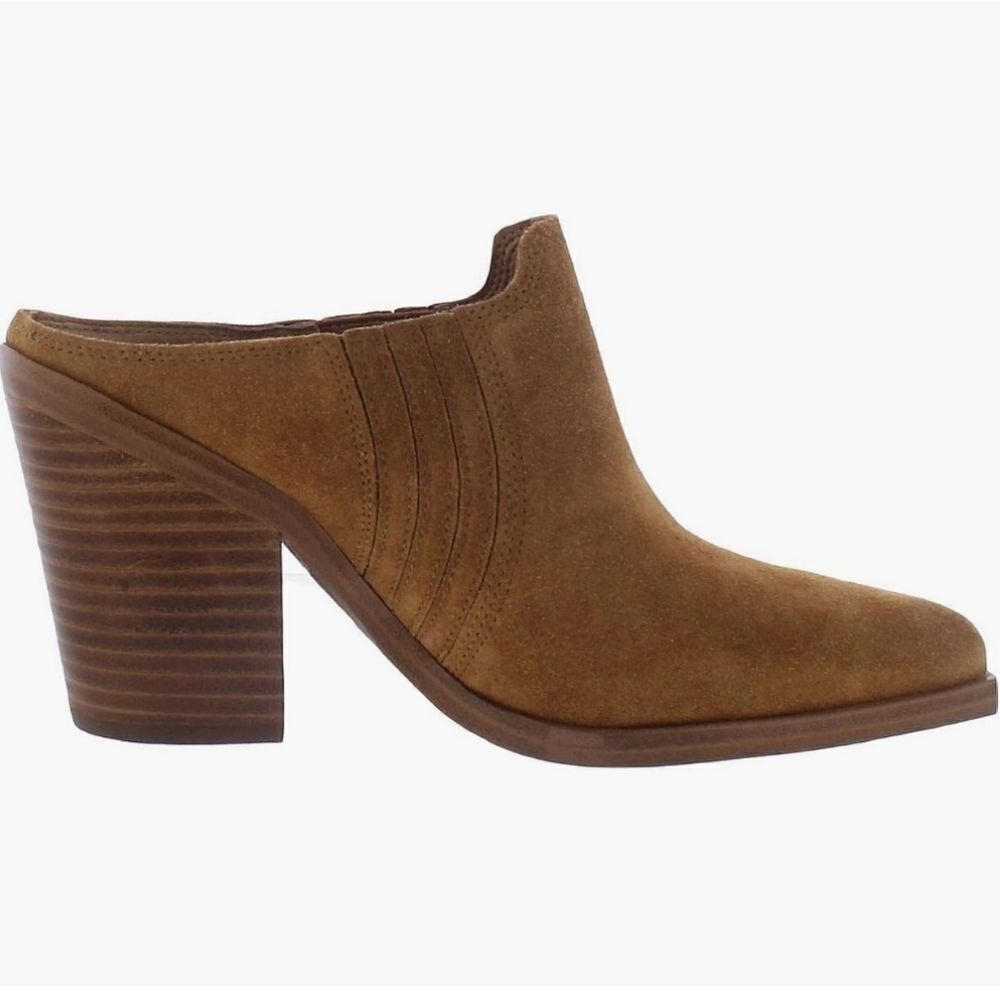 New Marc Fisher Women's Gabbi mule Clogs slip on brown suede leather Western 5